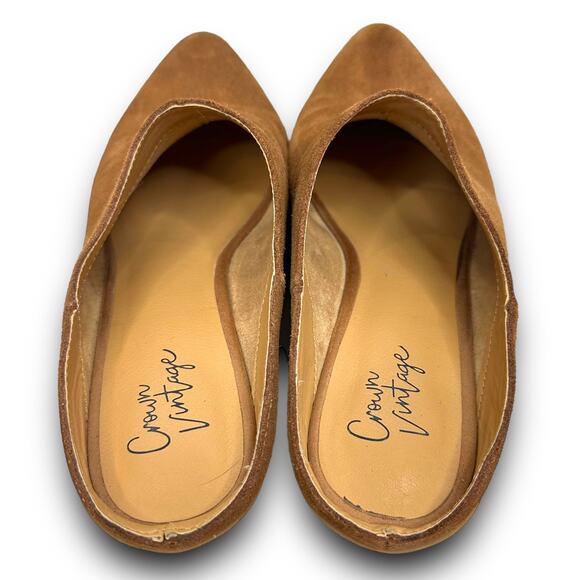 Crown Vintage Nance Suede Mules Low Heel Pointed Toe Slip On Bootie Brown 7 M - Picture 5 of 8